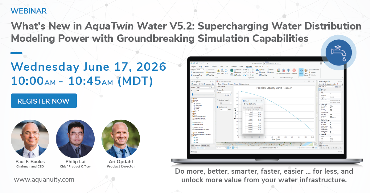 AquaTwin Water V5.2 webinar promo featuring upcoming simulation features and release details.